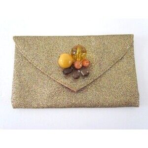 Vintage Miss Albright Clutch Bag Beaded Floral Accent